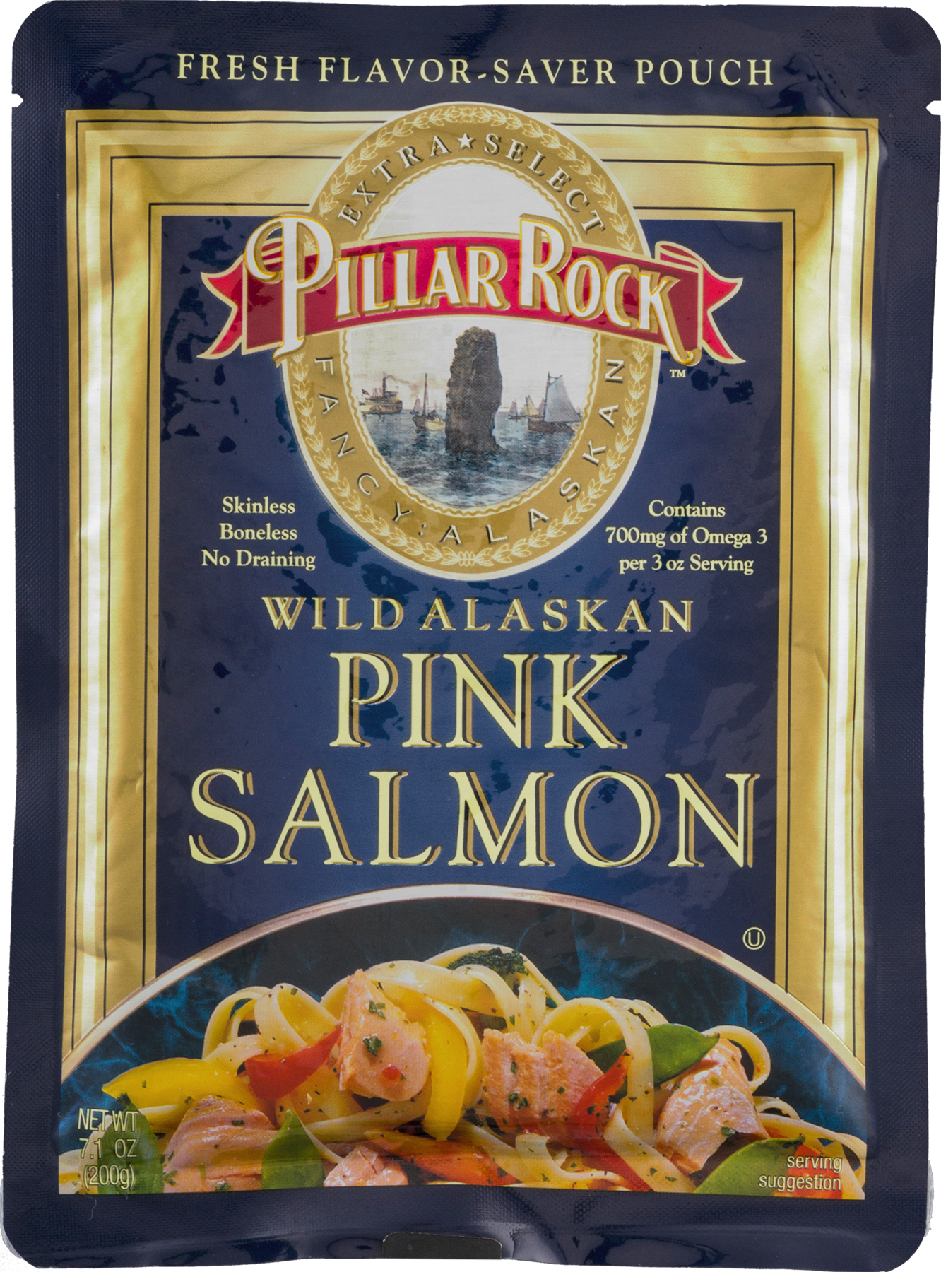 Pillar Rock Alaska Pink Salmon Pouch, Skinless Boneless, 3.0oz (12