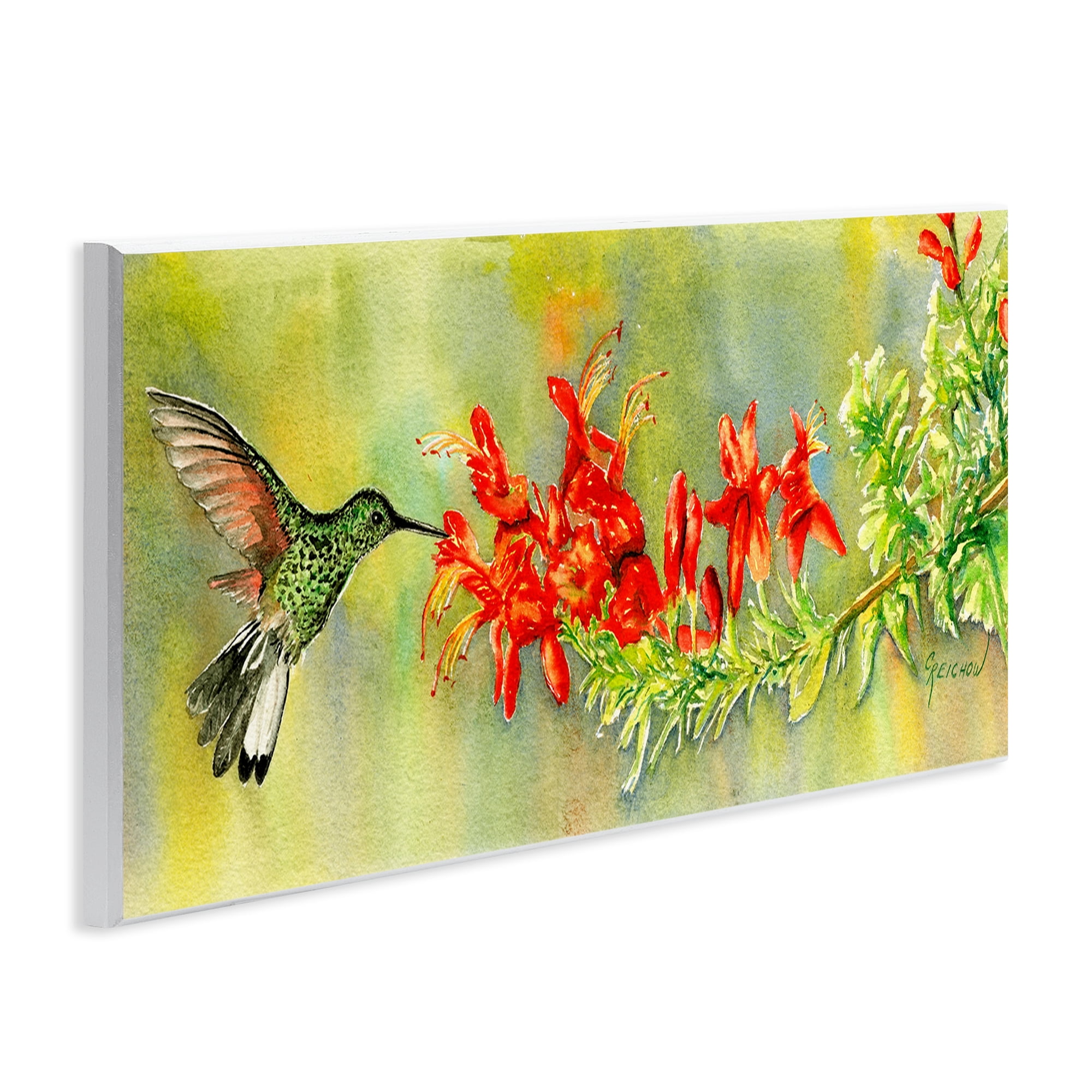 Stupell Industries Quick Sip Hummingbird Animals & Insects Painting Unframed Art Print Wall Art, 17 x 7