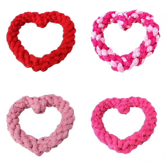 BESTSKY 4 Pieces Valentine Dog Toys Heart Dog Chew Toy Heart Shaped Chewing Rope for Valentine'S Day Dog Puppy Chewing Supplies