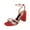 Red, variant on XYD Women Bridal Pearl Strappy Square Open Toe Sandals Block High Heels Buckle Ankle Strap Pumps Dress Prom Cocktail Shoes Size 7 Red