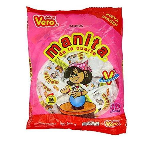 Vero Manita Paletas (Sabor Fresa) Strawberry Flavor Mexican Hard Candy LolliPops 40 Pcs 40 Count (Pack of 1)