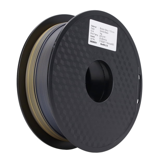 Filamento PLA de doble color dorado y negro sin obstrucciones Filamento dicromático de 175 mm Carrete reciclable brillante Sin enredos Respetuoso con el medio ambiente para ANGGREK Otros