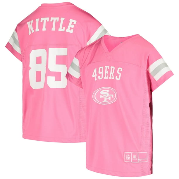 George Kittle San Francisco 49ers Girls Youth Fashion Fan Gear V-Neck T-Shirt - Pink