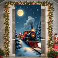 thumbnail image 3 of Festive Christmas Train Banner Holiday Decoration Snowy Scene with Santa for Winter Celebration Outdoor Decoration Holiday Party, 3 of 9
