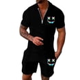 thumbnail image 2 of Short Sets for Men Short Sleeve Quarter Zip Polo Shirt and Shorts 2 Piece Matching Set Mens Summer Outfits, 2 of 4