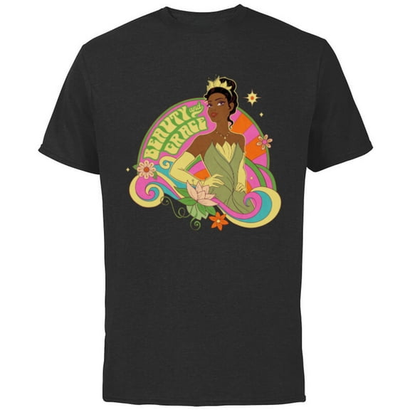 Disney Princess & The Frog Tiana Beauty & Grace - Short Sleeve Cotton T-Shirt for Adults - Customized-Black