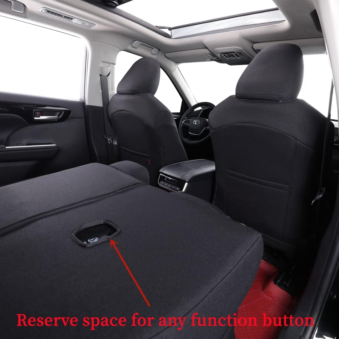 Coverdream Custom Fit Toyota Highlander 2014-2019 Three Row,Second Row Captain Chair Seat Covers &Hybrid - Polyester Full Set Black