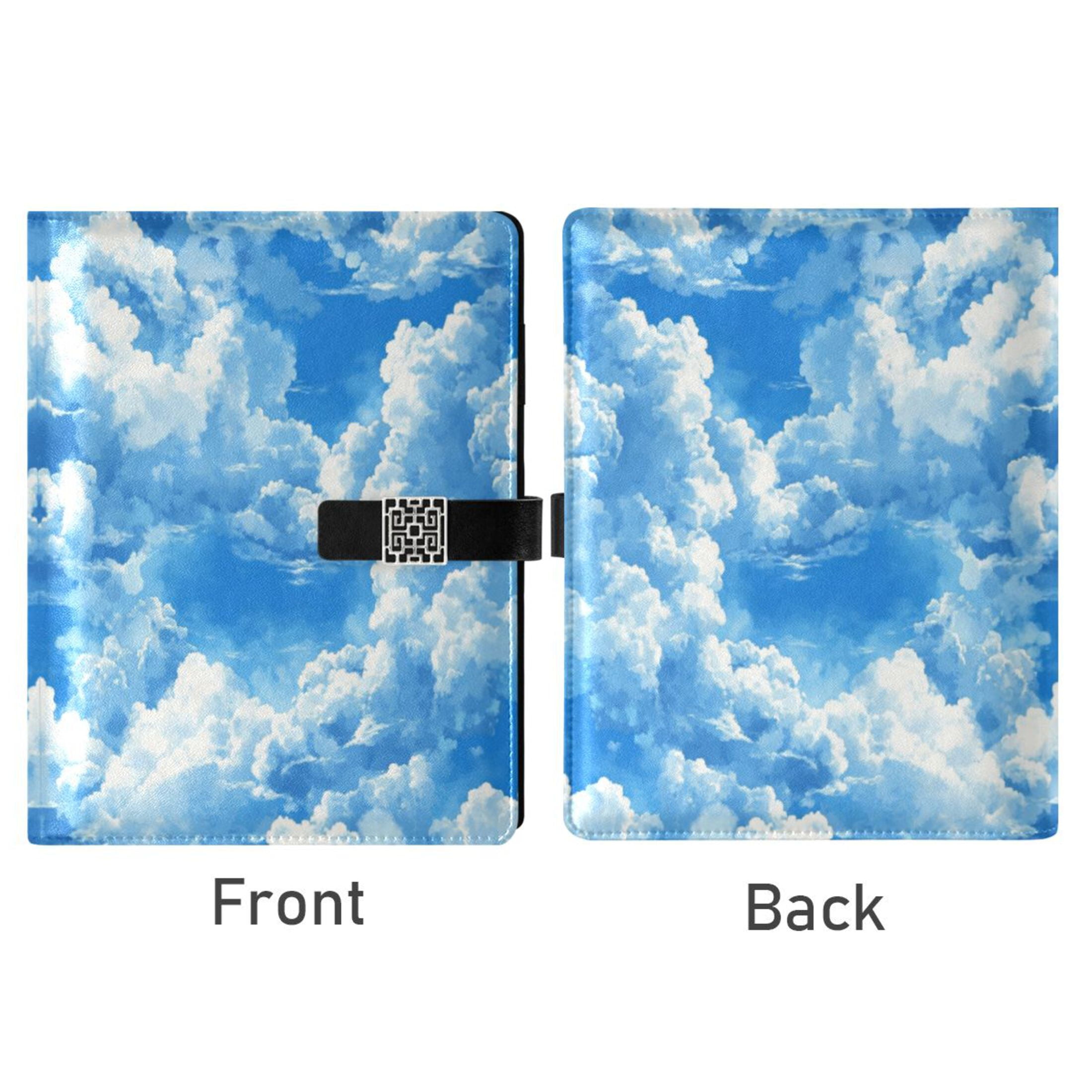 Leather Planner Leather Notebook Notebook Journal Binder Design Pen Pocket Design Convenient for Storage Beautiful Cartoon Blue Sky