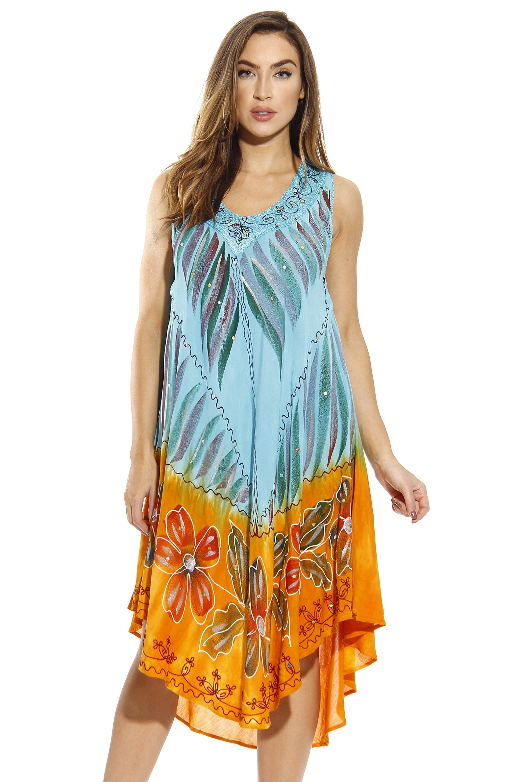 Riviera Sun Dress / Dresses for Women (Blue Lagoon Floral, X-Large ...