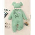 thumbnail image 2 of Seyurigaoka Toddler Baby Girls Boys 2Pcs Fall Outfits Round Neck Long Sleeve Elephant Print Romper Pants + Beanie Hat Set, 2 of 9