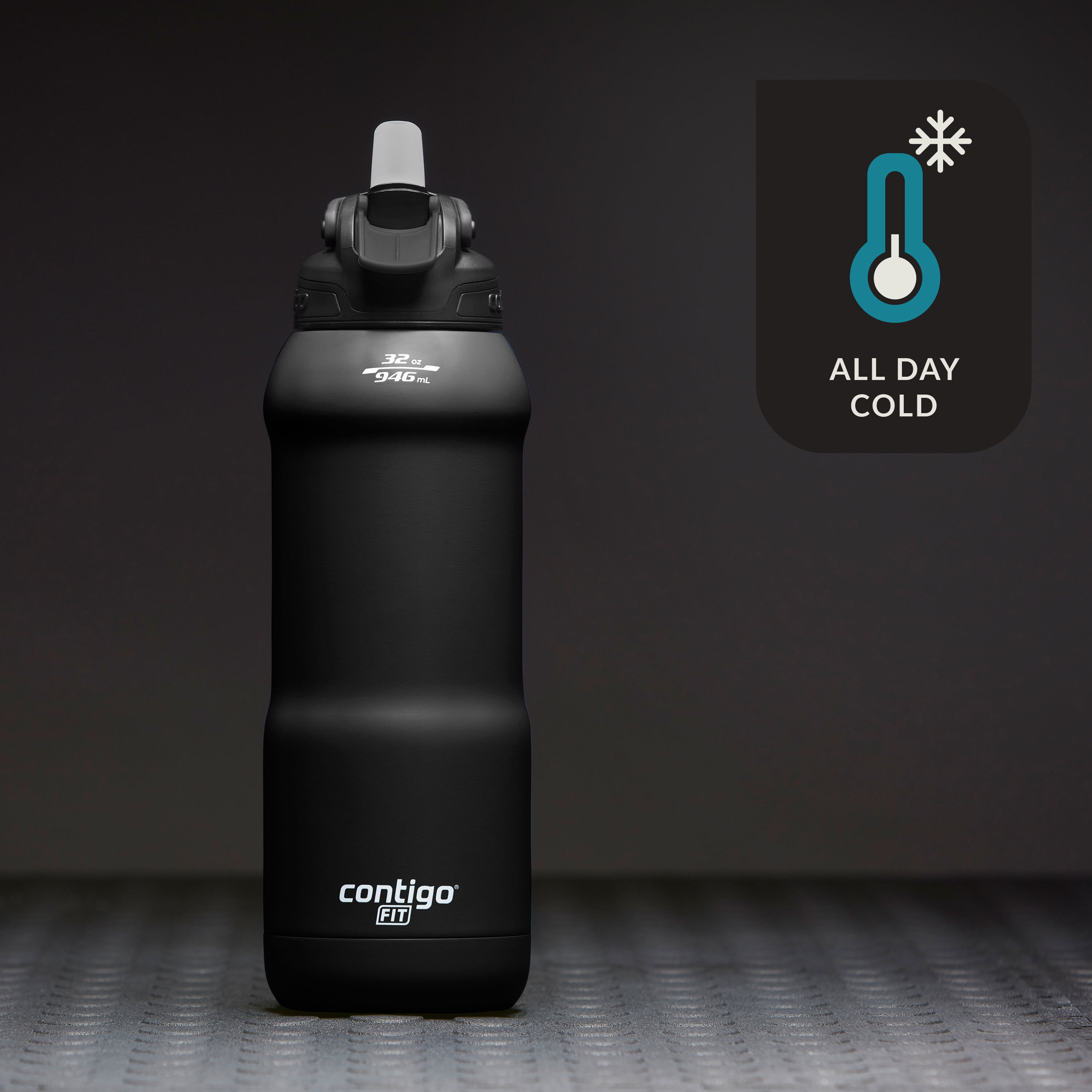 Contigo 32 oz. Fit Autospout Straw Water Bottle - Licorice, Size: 32 fl oz, Black