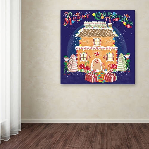 Trademark Fine Art "Xmas Gingerbread House" Canvas Art by Lisa Powell Braun