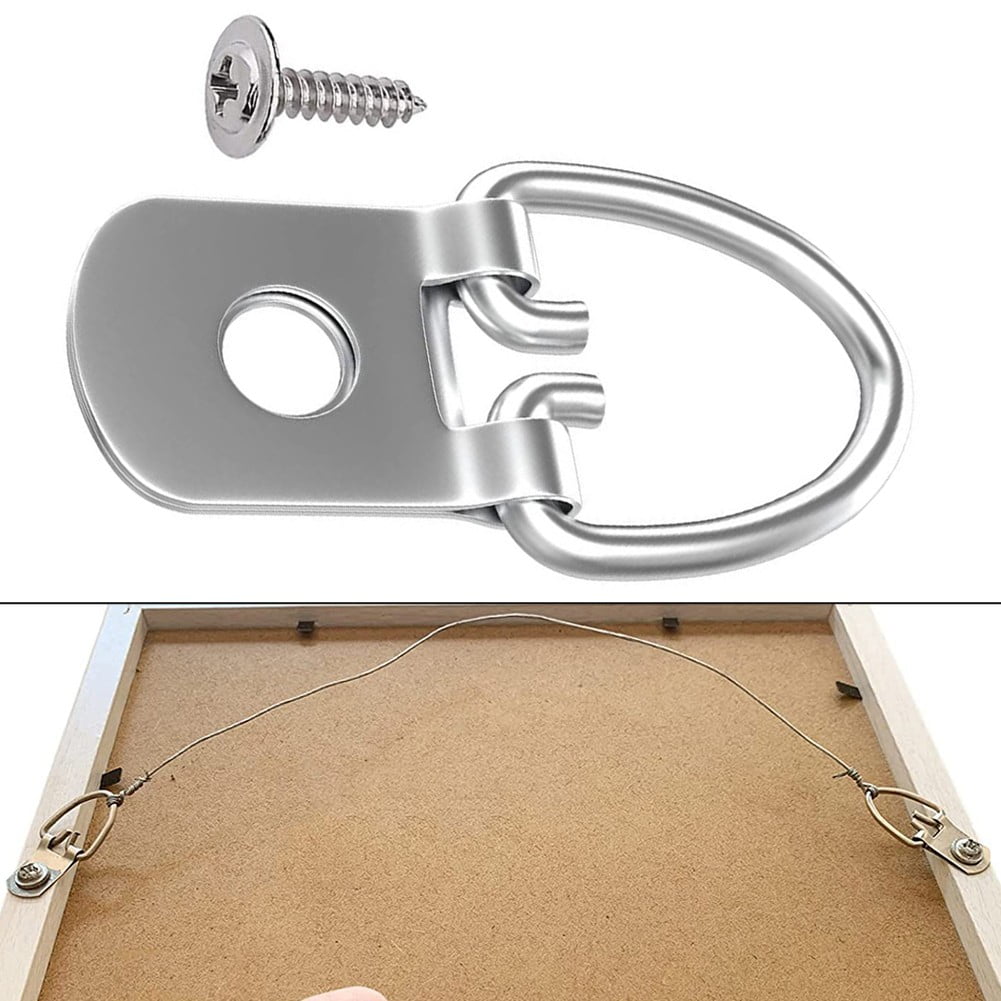 Picture Hangers With Screws Single Hole D-Ring Hook Photo Picture Frame Hanger 50Pcs Smile Home