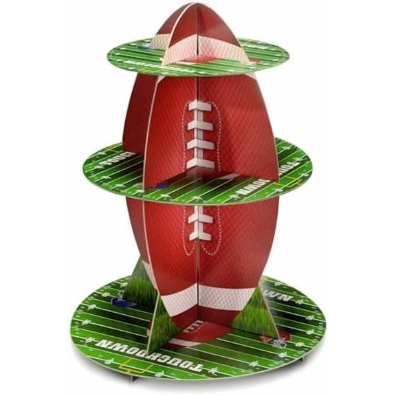 Football Cupcake Stand Decoration 3 Tier Football Theme Party Cupcake Stand Sports Dessert Holder Football Cardboard Dessert Tree Tower for Kids Game Day Birthday Baby Shower Party Supplies