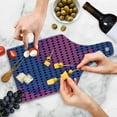 thumbnail image 4 of Spires Cutting Board, Spiral Background with Pixel Dotted Flat Design Odd Gradient Style Print, Decorative Tempered Glass Cutting and Serving Board, Wine Bottle Shape, Pink Blue, by Ambesonne, 4 of 5