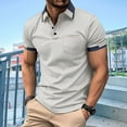 thumbnail image 2 of YLSDY Fashion Men's Casual Button Collared Shirts 2025 Solid Short Sleeve Fashion Shirt Classic Striped Slim Fit Golf Tennis Tops Gray XXL, 2 of 3