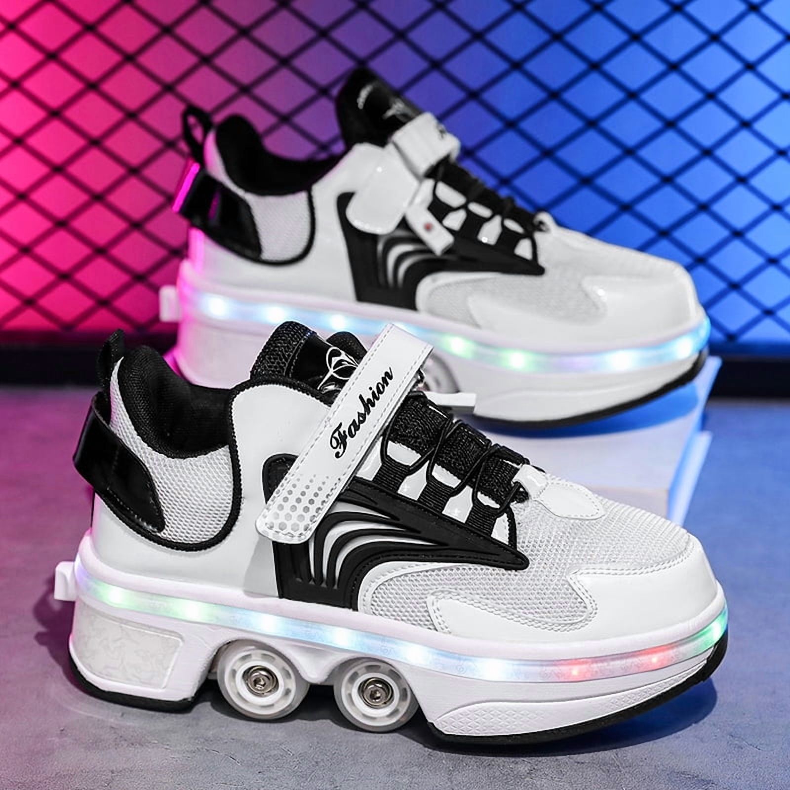Roller Skates for Women Men, Shoes with Wheels for Girls, Kick Rollers Shoes Retractable for Boys, Adult Parkour Quad Roller Shoes, Inline Skates Children's Outdoor Skates