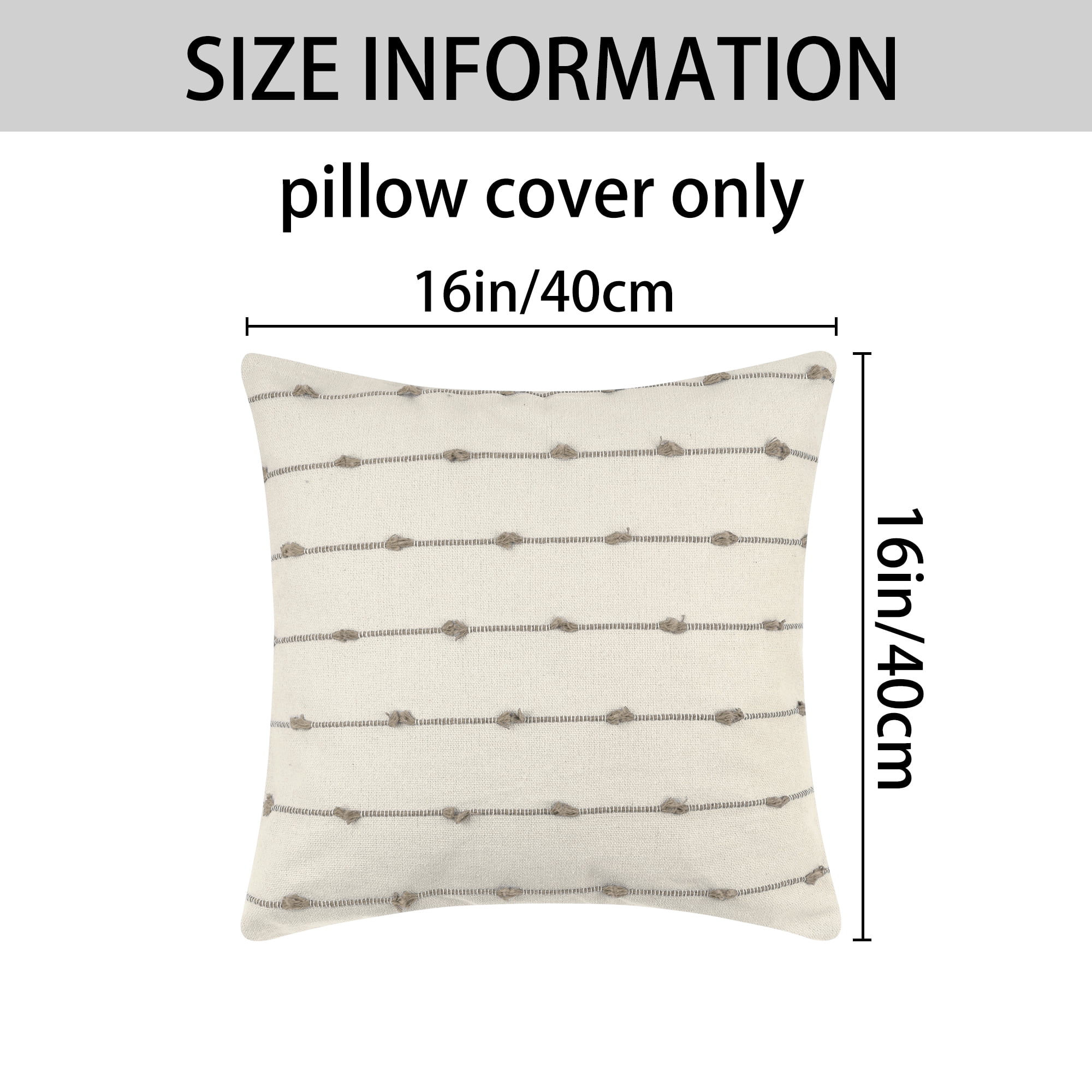 Unique Bargains 2 Pack Striped Boho Decorative Cushion Pillow Covers Modern Square Neutral Brown 16" x 16"