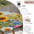 thumbnail image 3 of Spring Yellow Sunflower Round Tablecloth for 36-44 Inch Tables,Fitted Table Cover with Elastic Edge,Butterfly Floral Daisy Country Waterproof Outdoor Table Cloth Protector for Patio Garden Dinner, 3 of 9