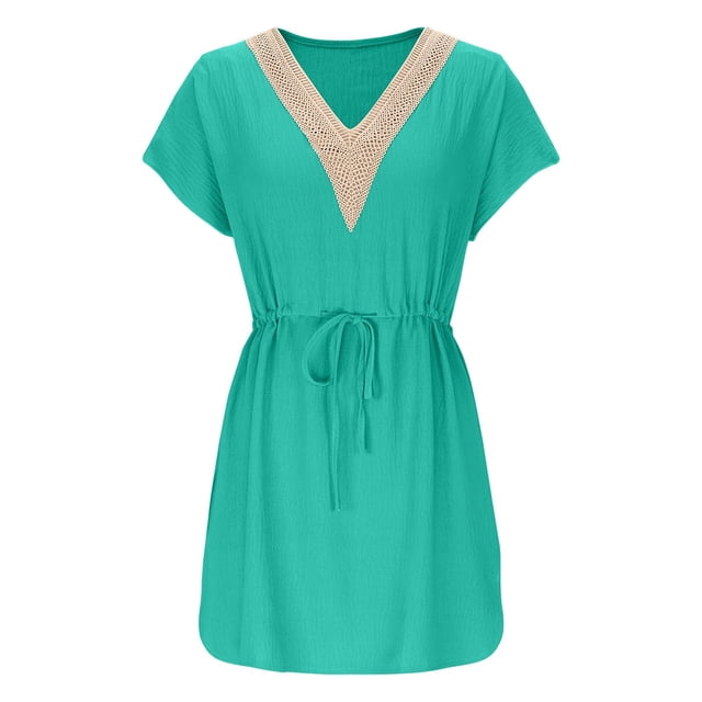 mfyjkho Vestidos de tallas grandes, Traje de baño playero para mujer, con flecos y patchwork floral de crochet a mano, con falda playera Vestidos para invitadas de boda para mujer xl