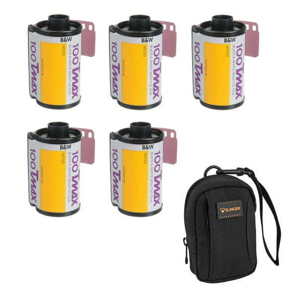 Kodak Professional T-Max 100 Black and White 35mm Negative Roll Film, 5-Pack, with Camera Bag