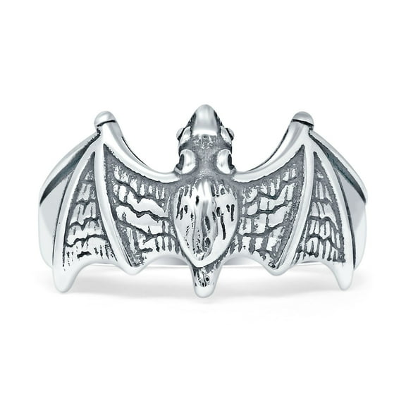 Vintage Style Bat Oxidized Ring 925 Sterling Silver Size 5