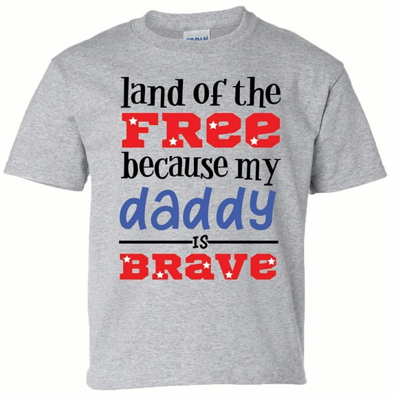 Patriotic Daddy is Brave Youth Short Sleeve T-Shirt-Sports Gray-Small