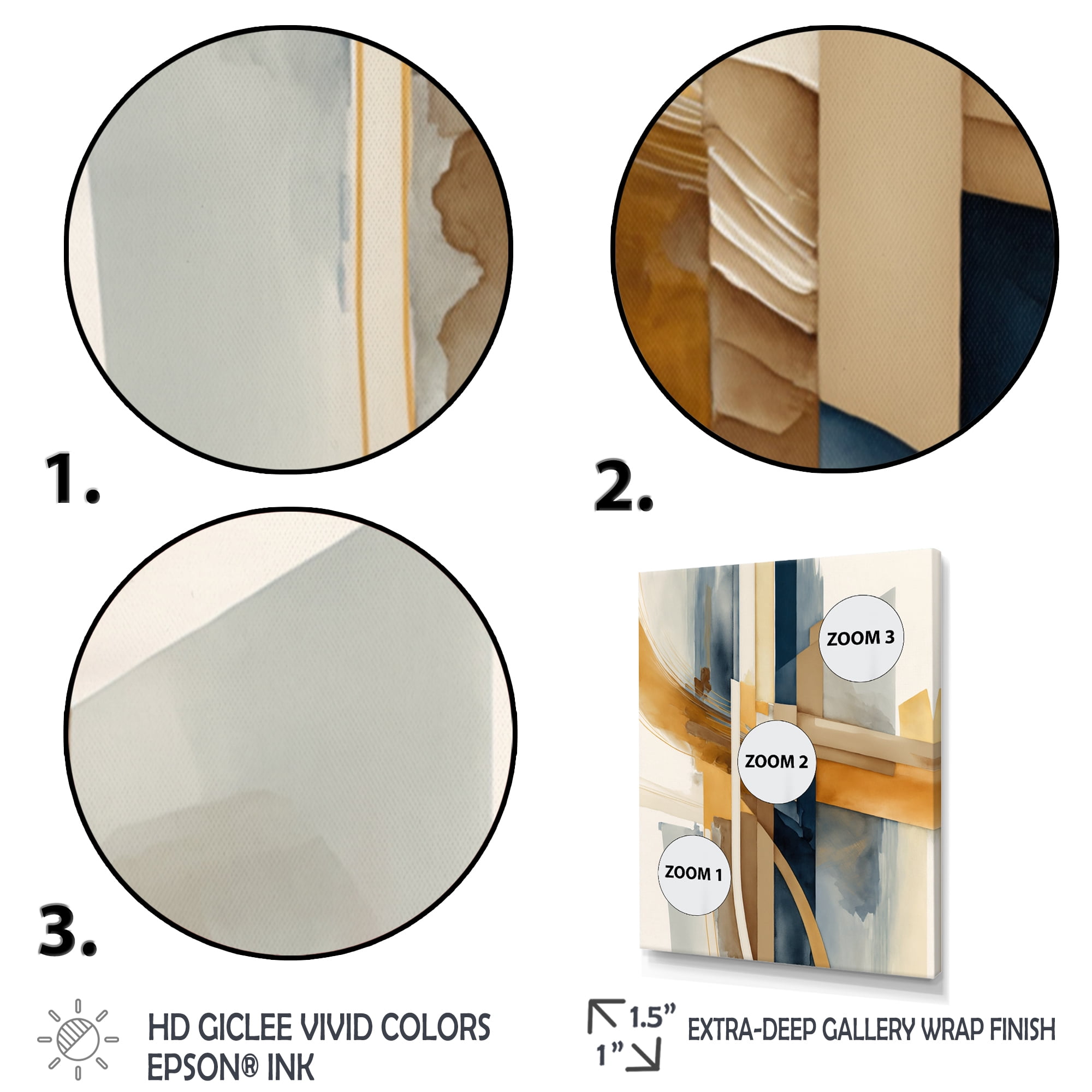 Designart Modern Blue And Gold Abstract I Canvas Wall Art
