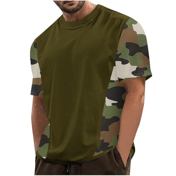 Camisetas de Manga Larga para Hombres, Camiseta Deportiva de Impresión Casual de Nueva Moda, Blusa de Cuello Redondo de Manga Corta