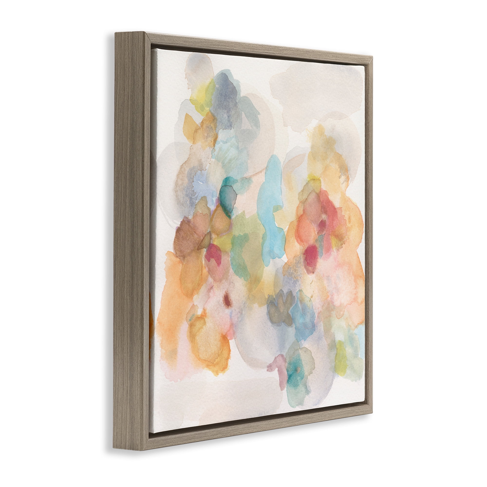 Stupell Industries Soft Abstract Watercolor Splash Abstract Painting Brown Floater Framed Canvas Art Print Wall Art, 18 x 18