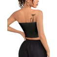 thumbnail image 5 of Spencer Women's Textured Tube Top Sleeveless Stretchy Going out Strapless Crop Top Basic Bandeau Tops for Women, Summer Outfits (Black), 5 of 9