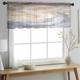 thumbnail image 2 of Grey Golden Valance Curtains for Kitchen/Living Room/Bathroom/Bedroom Window, Rod Pocket Small Topper Half Short Window Curtains Voile Sheer Scarf, Modern Oil Painting Abstract 42"x12", 2 of 8
