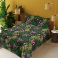 thumbnail image 2 of Ambesonne Jungle Fitted & Flat Sheet with Shams 4 Pcs Set, Toucan and Peacock Jungle, Full, Pistachio Green Soft Pink, 2 of 5