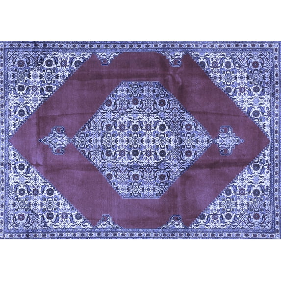 Ahgly Company Indoor Rectangle Medallion Blue Traditional Area Rugs, 7' x 10'