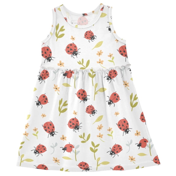 joogoo Girls Sleeveless Dress Ladybugs Flowers Stylish Short Sleeve Dresses 4T