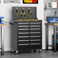 thumbnail image 5 of SUNCROWN 7-Drawer Metal Tool Chest with Pegboard, Rolling Tool Cart with Wheels, Tool Box,Liners and Locking System for Garage,Warehouse,Workshop, Barbershop(Black), 5 of 12