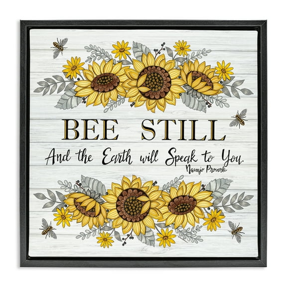 Stupell Industries Earth Will Speak To You Plants & Flowers Painting Black Floater Framed Canvas Art Print Wall Art, 18 x 18