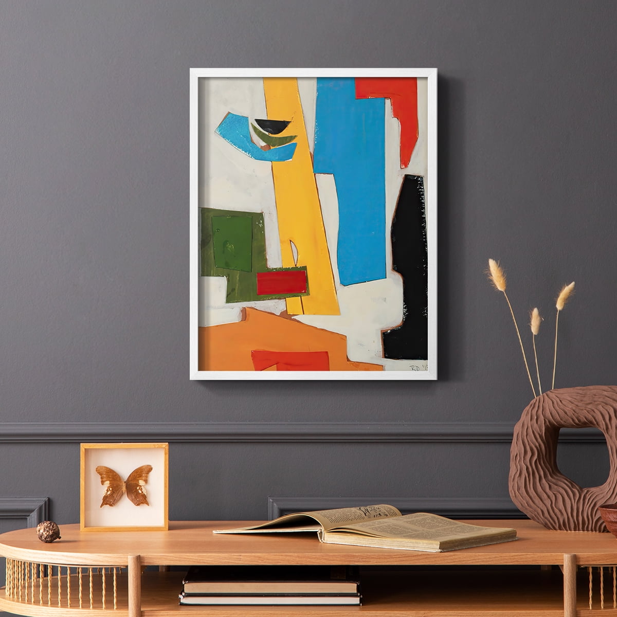 Andalusian Village Framed Print in White Solid Wood Framed Print No Nail Hanging