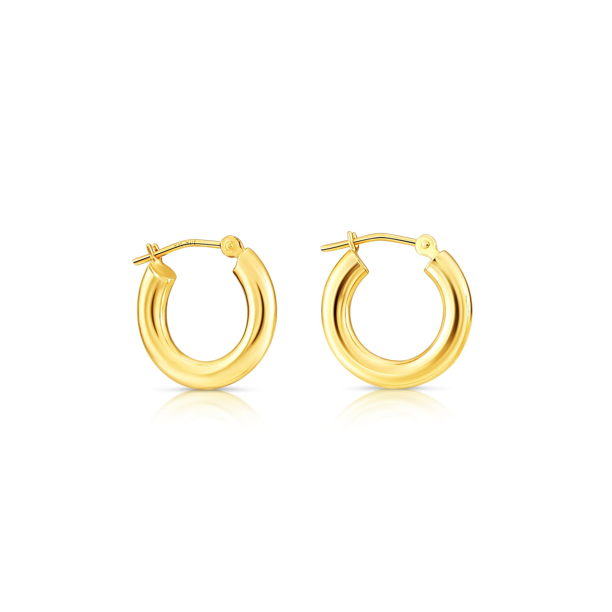 14k Yellow Gold 3mm Thick Small Hoop Earrings 0.6" 16mm 