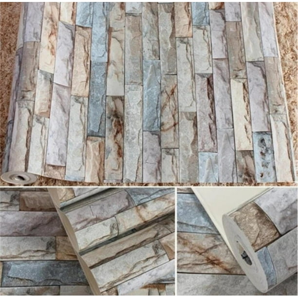 Rollo Papel Tapiz Vinílico Decorativo Adherible Interiores 10 metros H&JESS PIEDRA GRIS