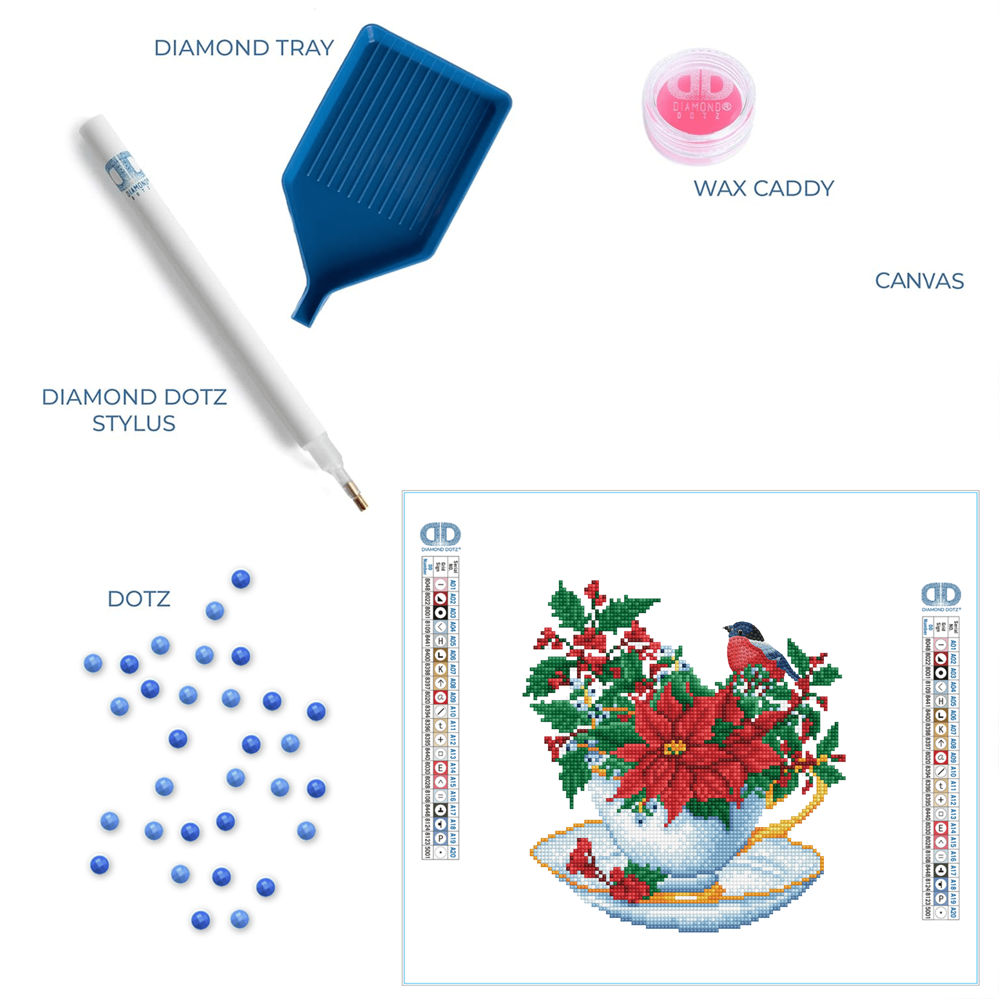 Diamond Dotz Festive Cuppa Floral Diamond Painting Kits for Adults - Diamond Art Kits a Relaxing Creative Craft Kit with Dotz Gems 12.6"x12.6"