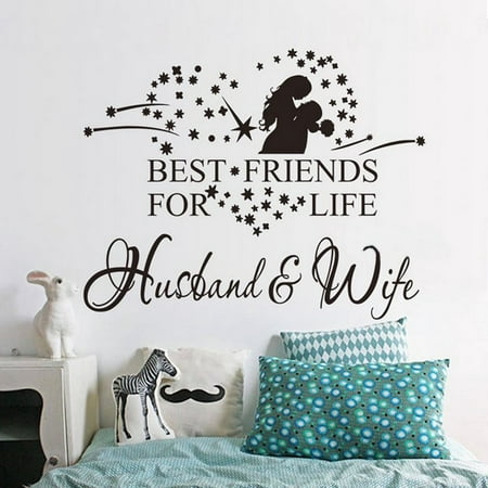 DIY Fashion Accessories Wall Stickers Home Decor Black Romantic Quote Art Love Heart Best Friends For Life Wall