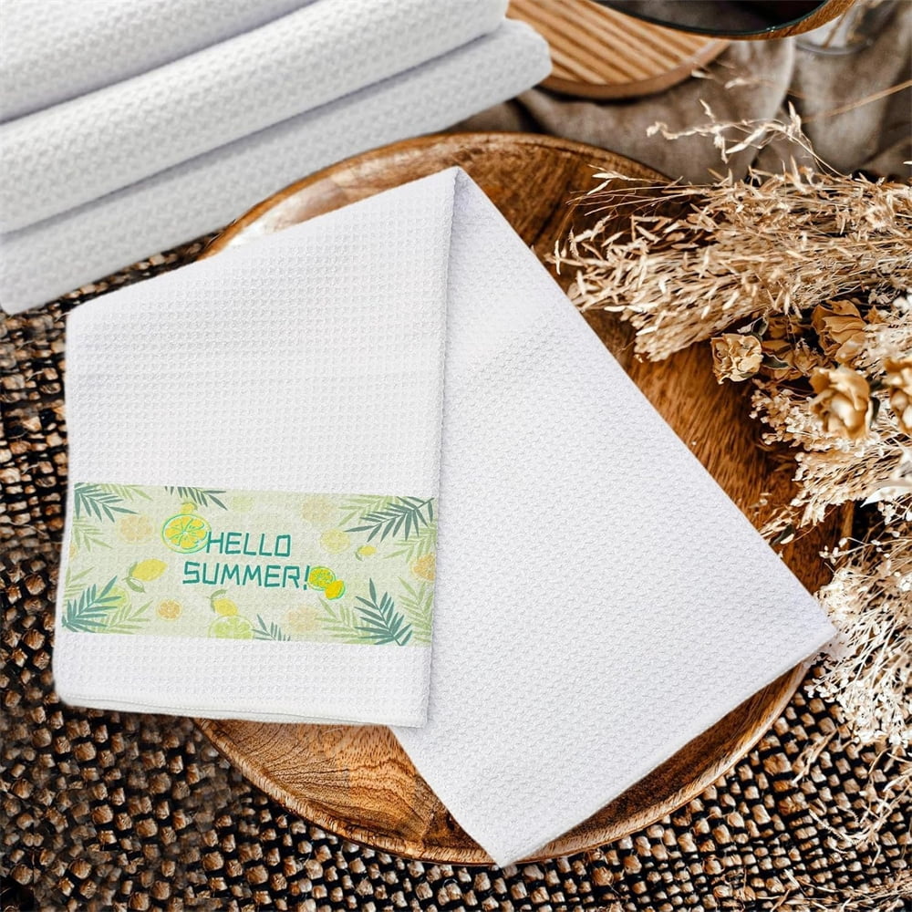 10 Pack Sublimation Blank White Towels Waffle Weave Kitchen Towels Blanks Microfiber Dish Drying Towel for DIY Heat Transfer 16x24 Inch