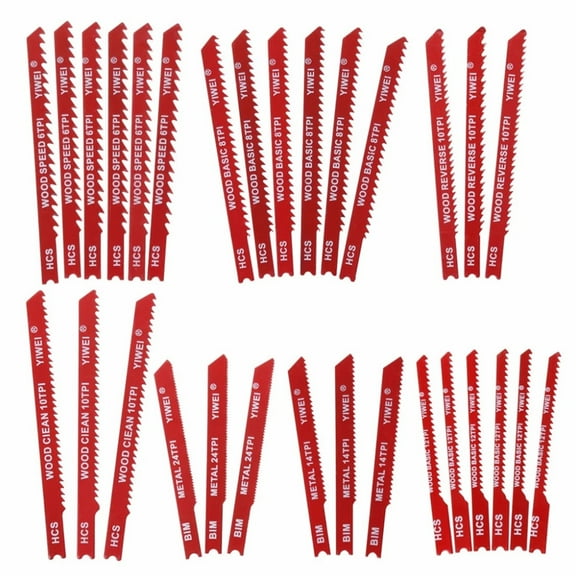 30 Pcs Jigsaw Blades W/ U-shank Cutter 6T 8T 10T 12T 14T 24T For Plastic Wood PVC Cutting Disc Cutter Tools Accessories