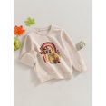 thumbnail image 3 of Bagilaanoe Little Girl Boy Thanksgiving Sweatshirt Long Sleeve Pumpkin Rainbow Print Pullover 3T 4T 5T 6T 7T Toddler Kids Fall Loose Tee Tops, 3 of 8
