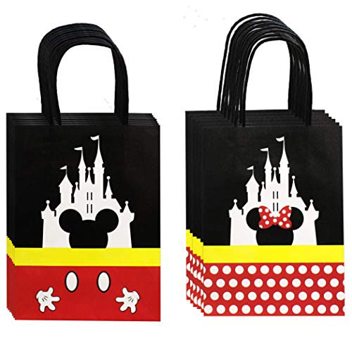 Treat Bags Castle Gift Party Paper Bags with Handle for Birthday Baby Shower Mickey Minnie Theme Party Decorations Supplies- 12PCS