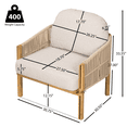 thumbnail image 4 of Tcbosik Outdoor Chairs Set of 2, Accent Chair with Cushion and Wood Frame, Armchair with Woven Rope, Modern Club Chair for Garden, Patio, Deck, Easy Assembly, Beige & Teak, 4 of 9