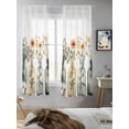 thumbnail image 5 of Eucalyptus Flower Curtains 72 Inch Length,Sheer Curtains for Bedroom Living Room Window Orange Floral Sage Green Leaf Daisy Rod Pocket Drapes Kitchen Curtains Small Half Window 52"x72" 2 Panels, 5 of 7