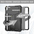 thumbnail image 3 of SaniMore Case for iPad 10th Generation 10.9" 2022, Shockproof Silicone Backplane & Rugged PC Frame Built-in Rotating Stand Pen Holder Anti-drop Heavy Duty Protective Case for iPad 2022, Black, 3 of 7