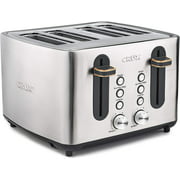 CRUX 4-Slice Toaster with Extra Wide Slots & 6 Setting Shade Control, Black Stainless Steel